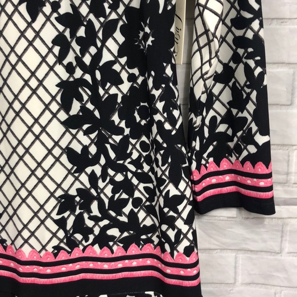 Eliza J Black White Grid Floral Shift Dres… - Picture 3 of 9